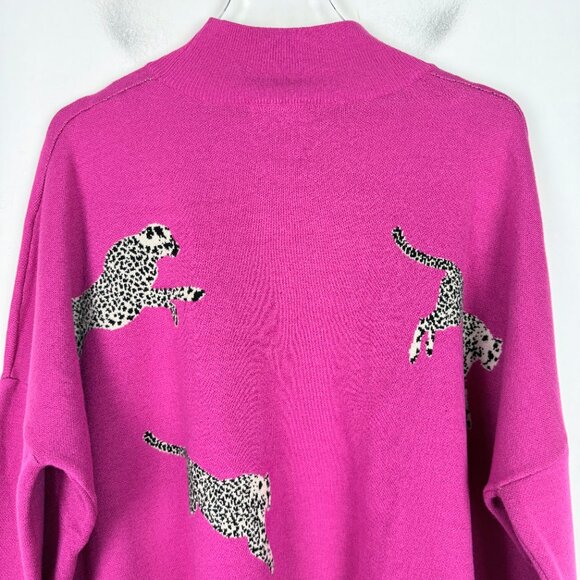 NWT Entro Primal Print Mock Neck Sweater Chunky Hot Pink Size Large L NEW - Picture 11 of 12